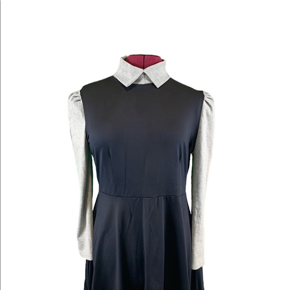 Tang Ling Rui Black A-line Military Style Long Sleeve Collar Dress Women's 4XL - Picture 2 of 6